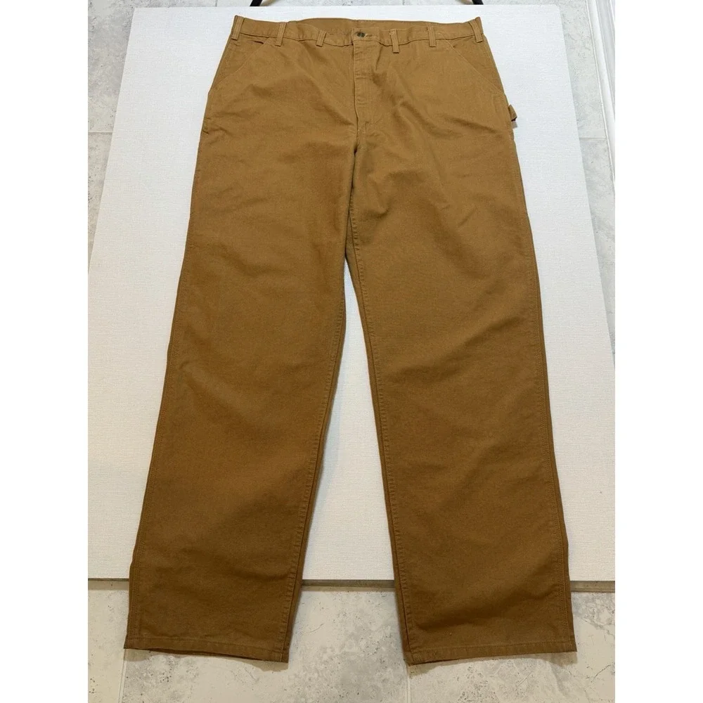 Carhartt Men's BN0011-M Khaki Loose Fit Size 44x36 Washed Duck Utility NWT
